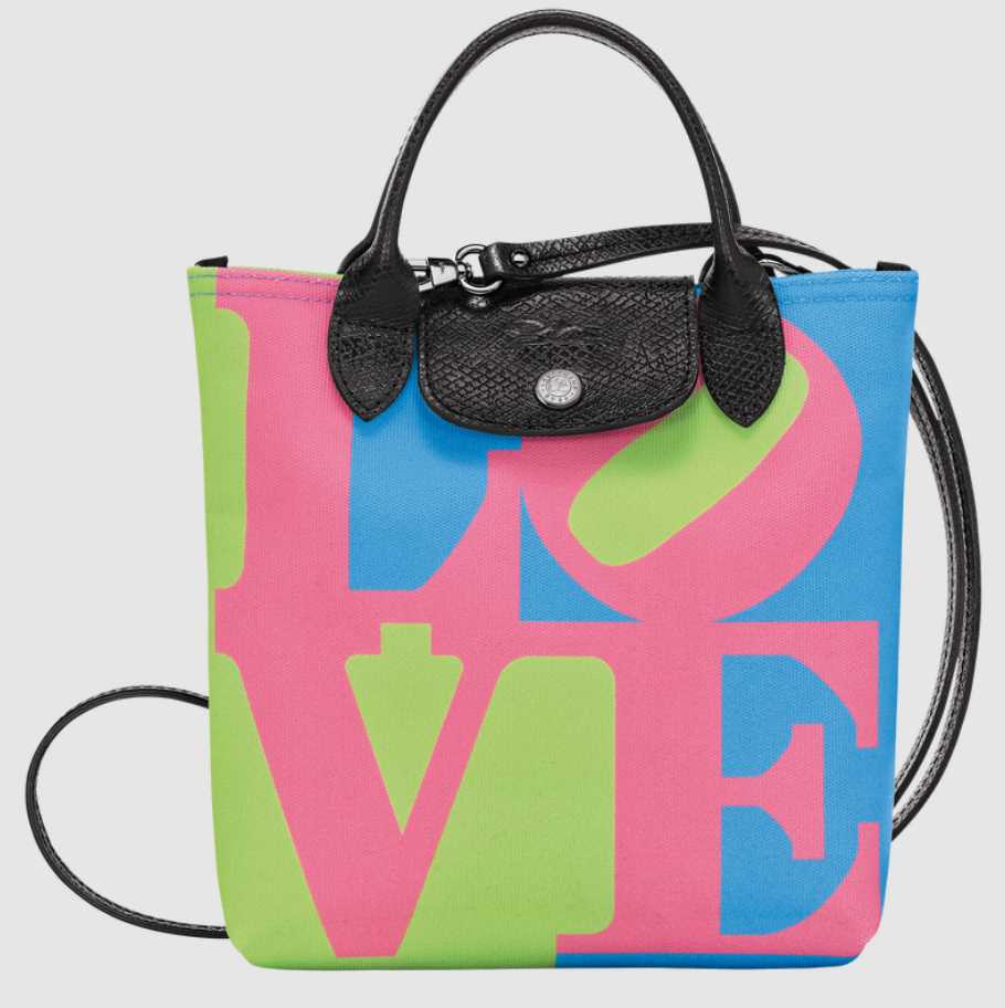 Longchamp x Robert Indiana 撞色Love帆布斜揹手提兩用袋(團購) - jbh852