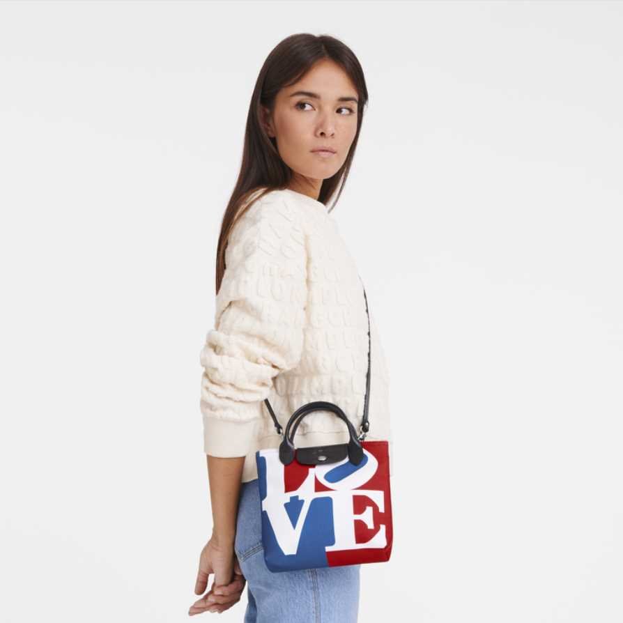 Longchamp x Robert Indiana 撞色Love帆布斜揹手提兩用袋(團購) - jbh852