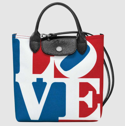 Longchamp x Robert Indiana 撞色Love帆布斜揹手提兩用袋(團購) - jbh852